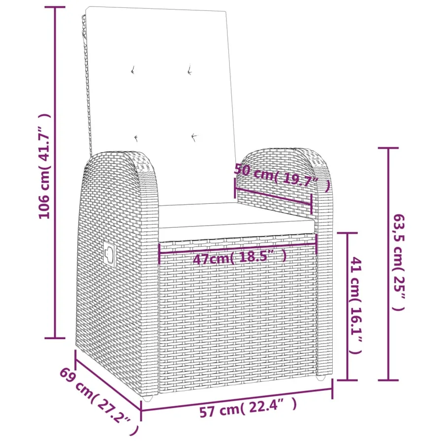 Ensemble à manger de jardin 11pcs avec coussins gris poly rotin - 12