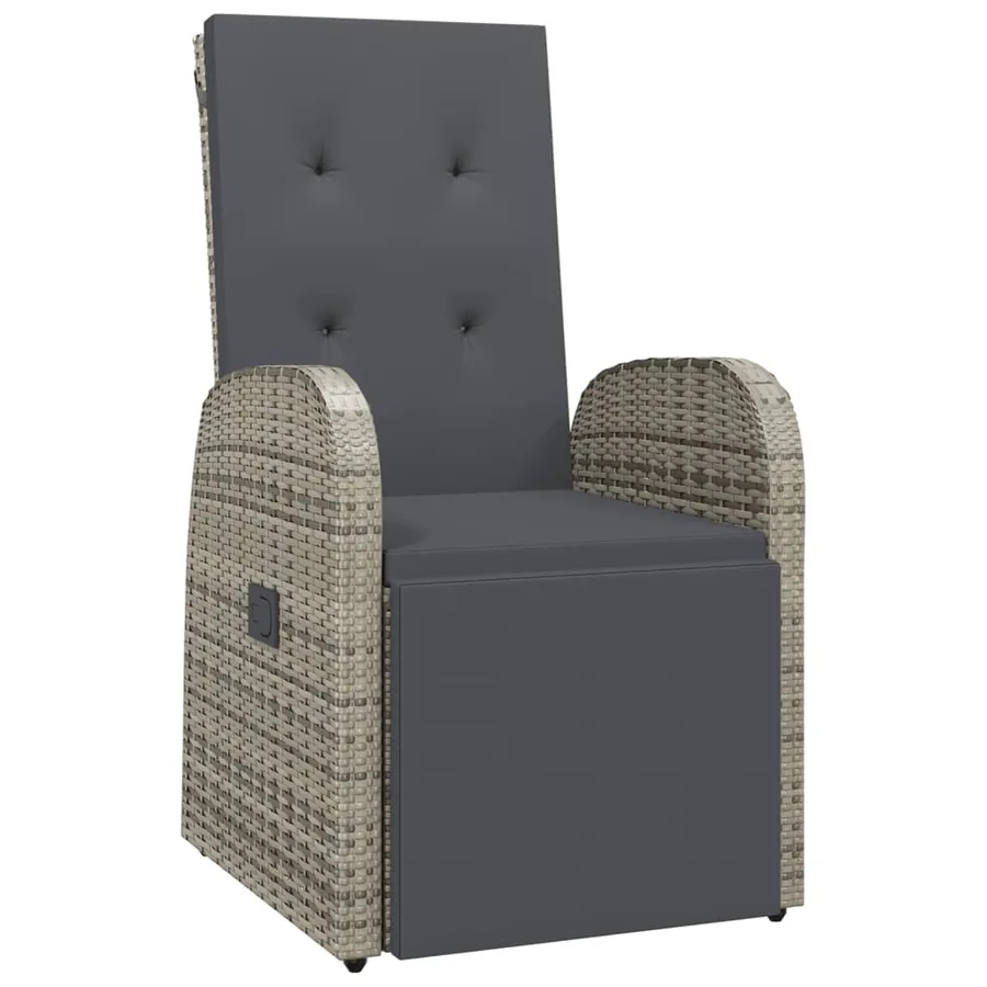 Ensemble à manger de jardin 11pcs avec coussins gris poly rotin - 3