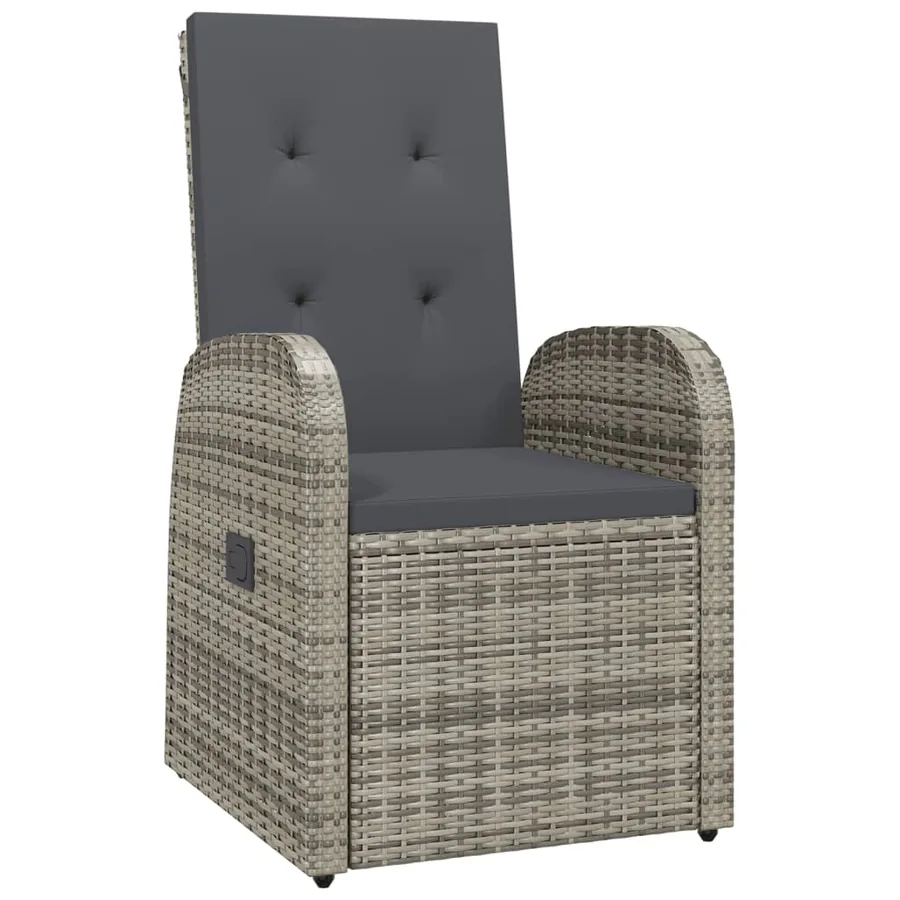 Ensemble à manger de jardin 11pcs avec coussins gris poly rotin - 3