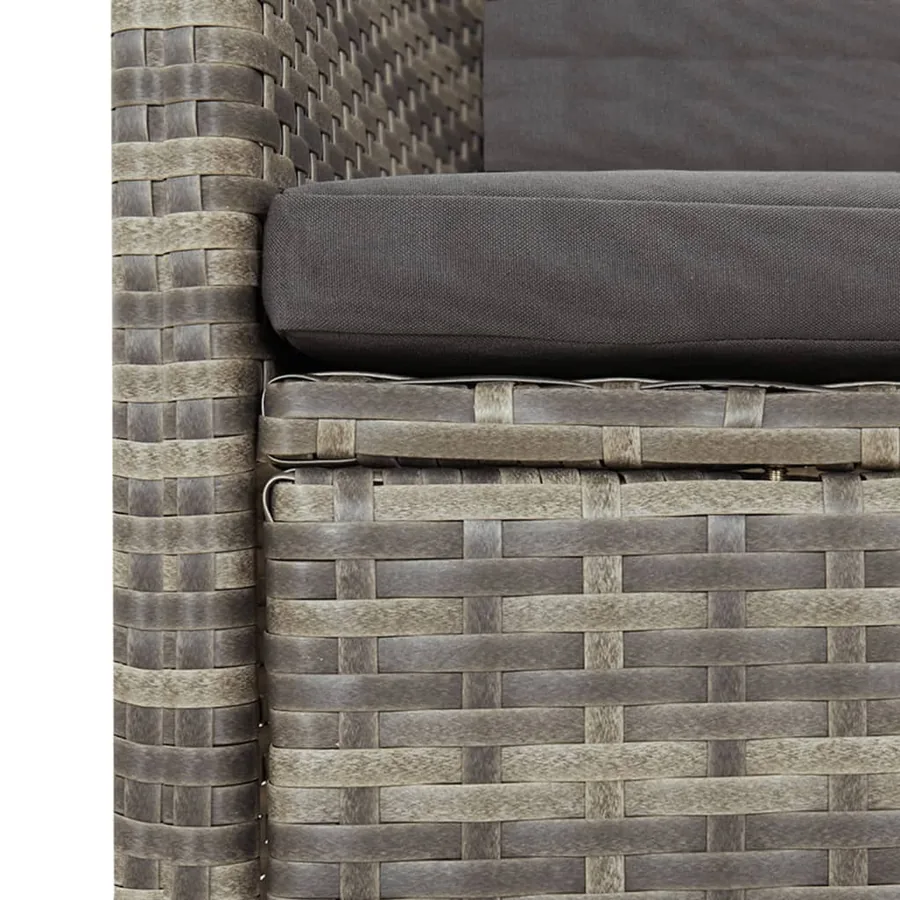 Ensemble à manger de jardin 11pcs avec coussins gris poly rotin - 5