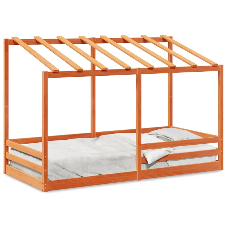Lit pour enfants sans matelas cire marron 90x200 cm pin massif - 2
