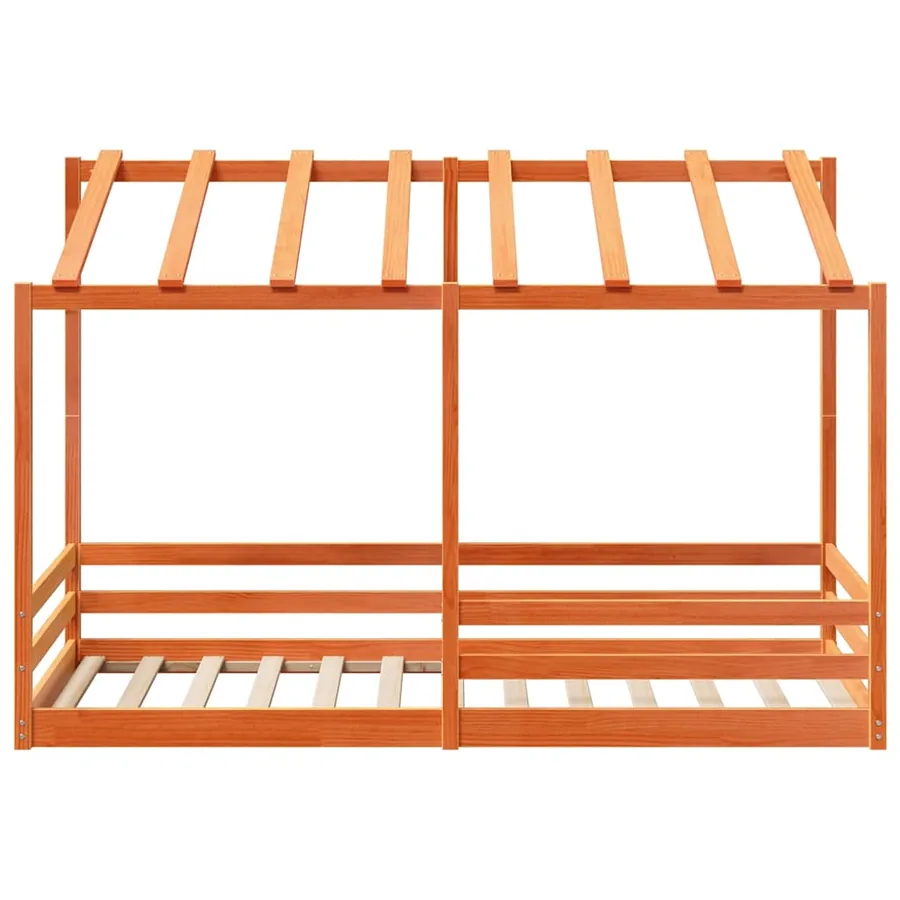 Lit pour enfants sans matelas cire marron 90x200 cm pin massif - 4