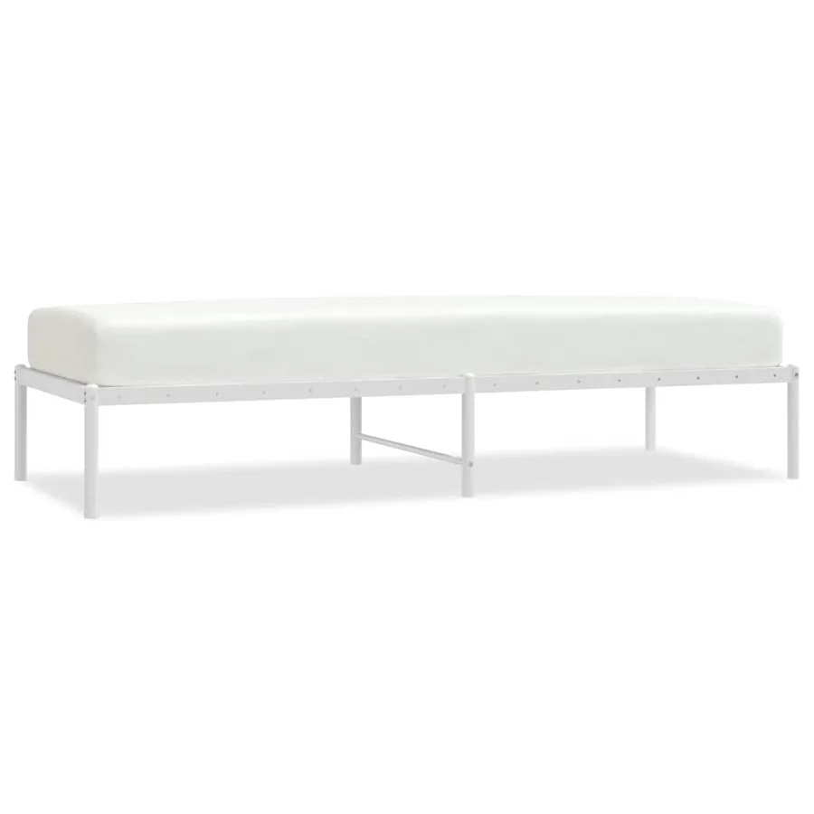 Cadre de lit métal sans matelas blanc 75x190 cm - 2
