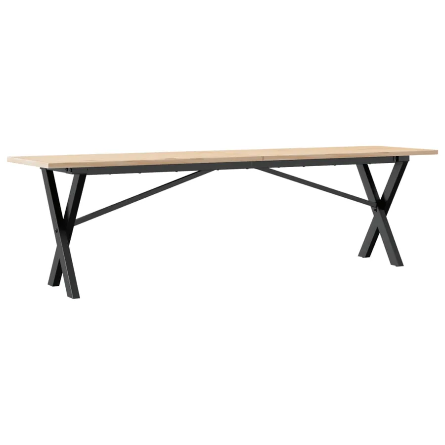 Table basse cadre en X 160x40x45 cm bois de pin massif et acier - 2