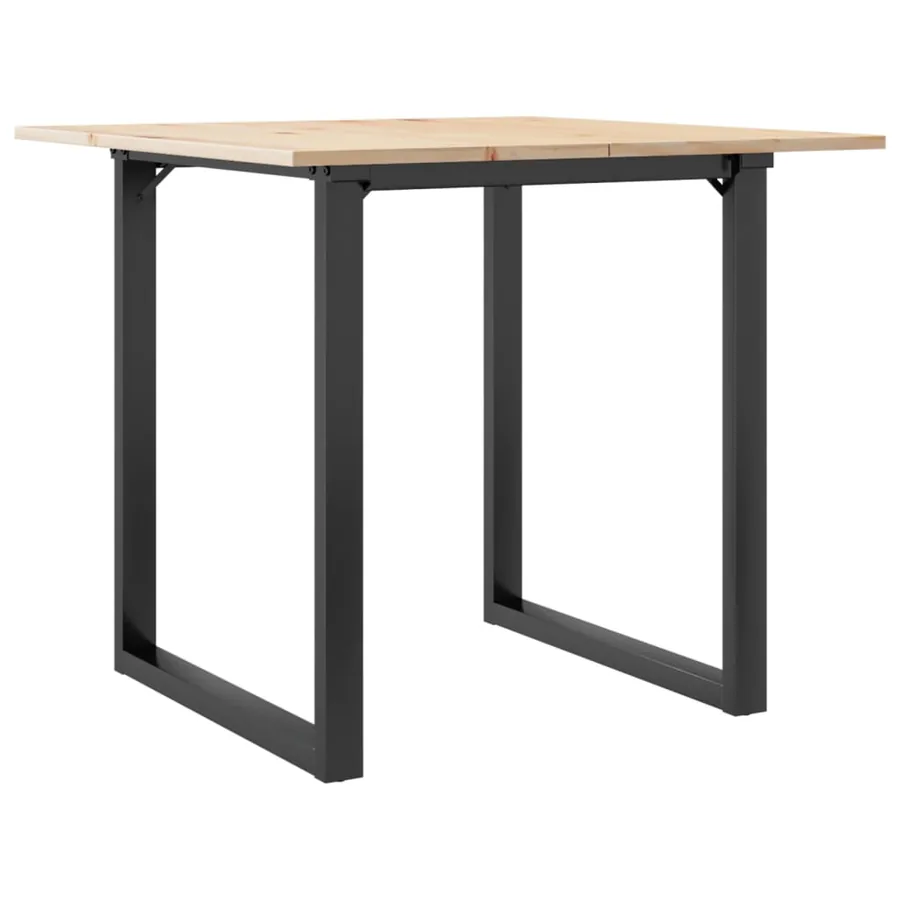 Table à manger cadre en O 80x80x75 cm bois de pin massif acier - 2