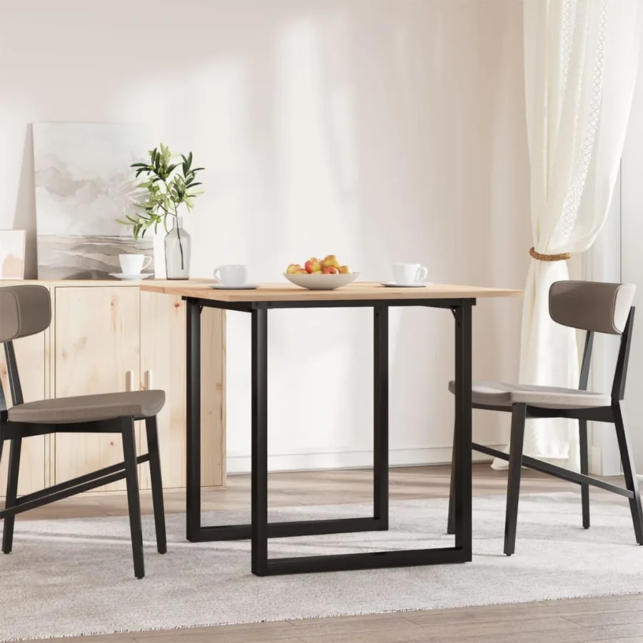 Table à manger cadre en O 80x80x75 cm bois de pin massif acier - 3