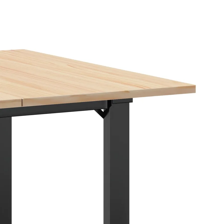 Table à manger cadre en O 80x80x75 cm bois de pin massif acier - 7