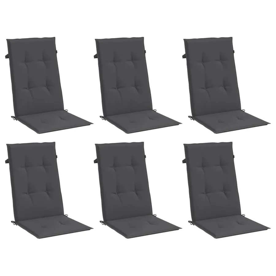 Coussins de chaise à dossier haut lot de 6 anthracite mélangé - 4
