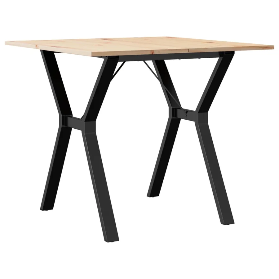 Table à manger cadre en Y 80x80x75 cm bois de pin massif acier - 2
