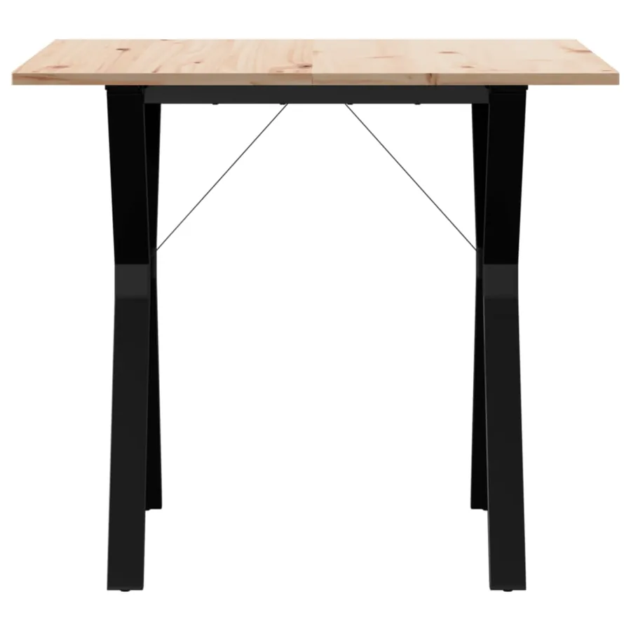 Table à manger cadre en Y 80x80x75 cm bois de pin massif acier - 4