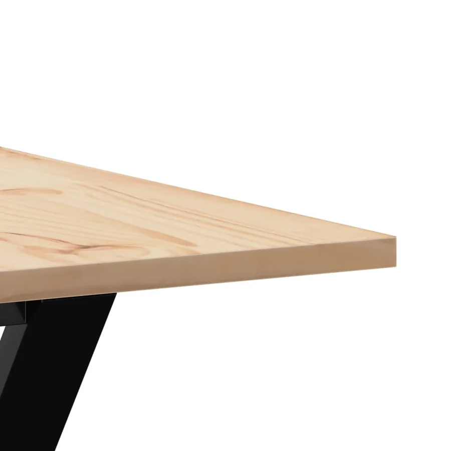 Table à manger cadre en Y 80x80x75 cm bois de pin massif acier - 7