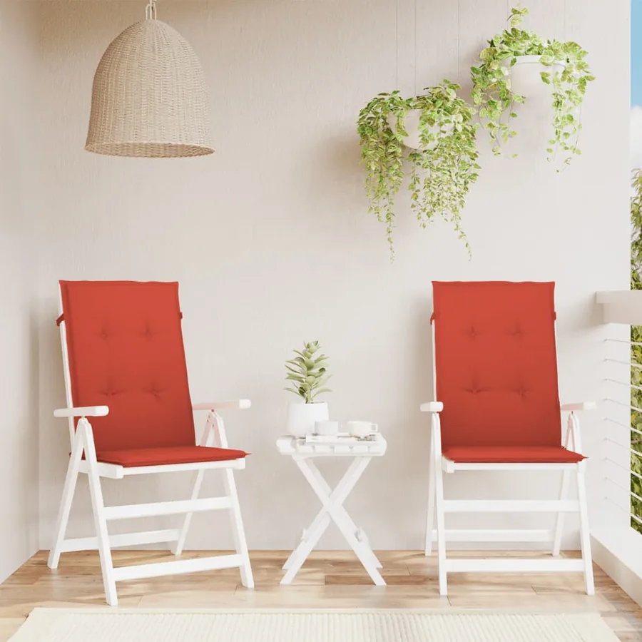 Coussins de chaise à dossier haut lot de 2 rouge mélangé tissu - 3