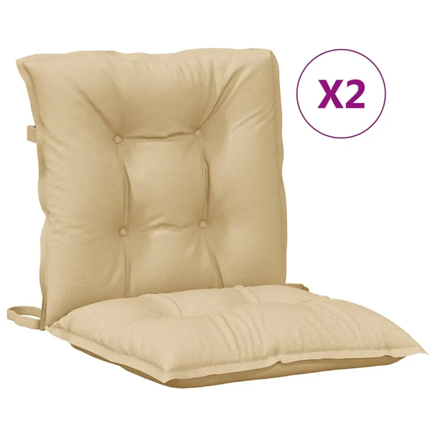 Coussins de chaise à dossier bas lot de 2 beige mélangé tissu - 2