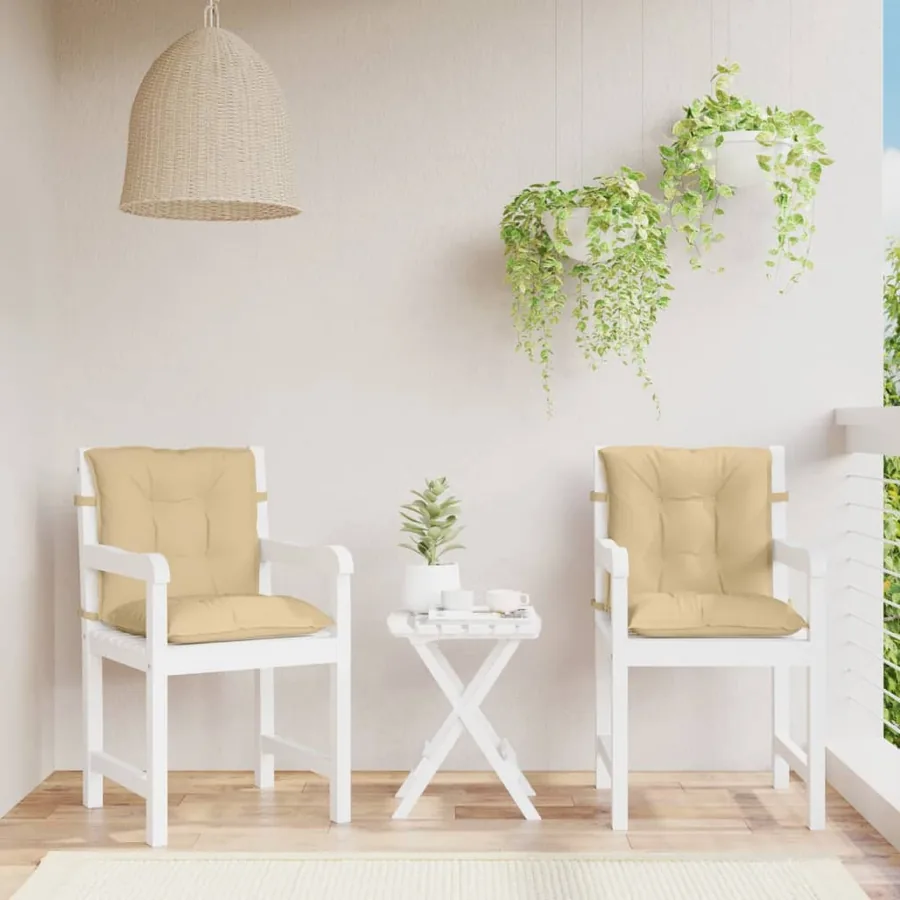 Coussins de chaise à dossier bas lot de 2 beige mélangé tissu - 3