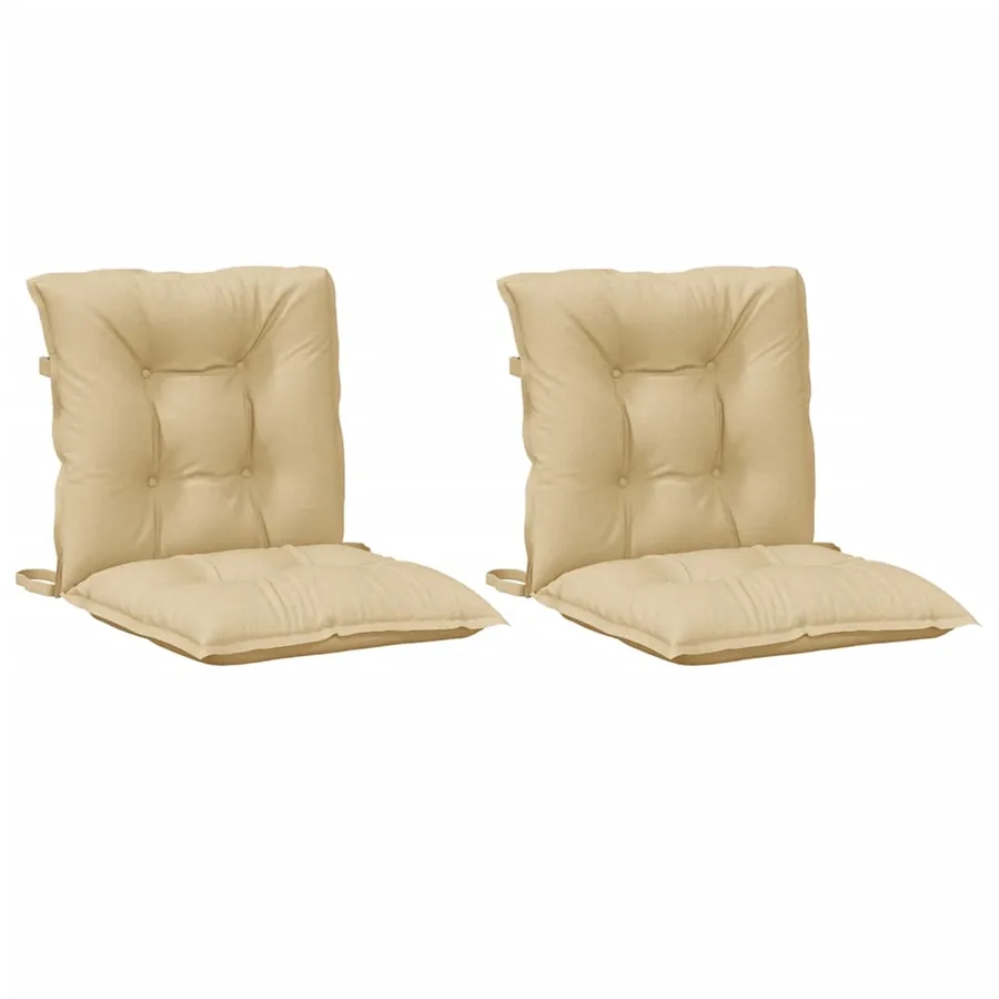 Coussins de chaise à dossier bas lot de 2 beige mélangé tissu - 4