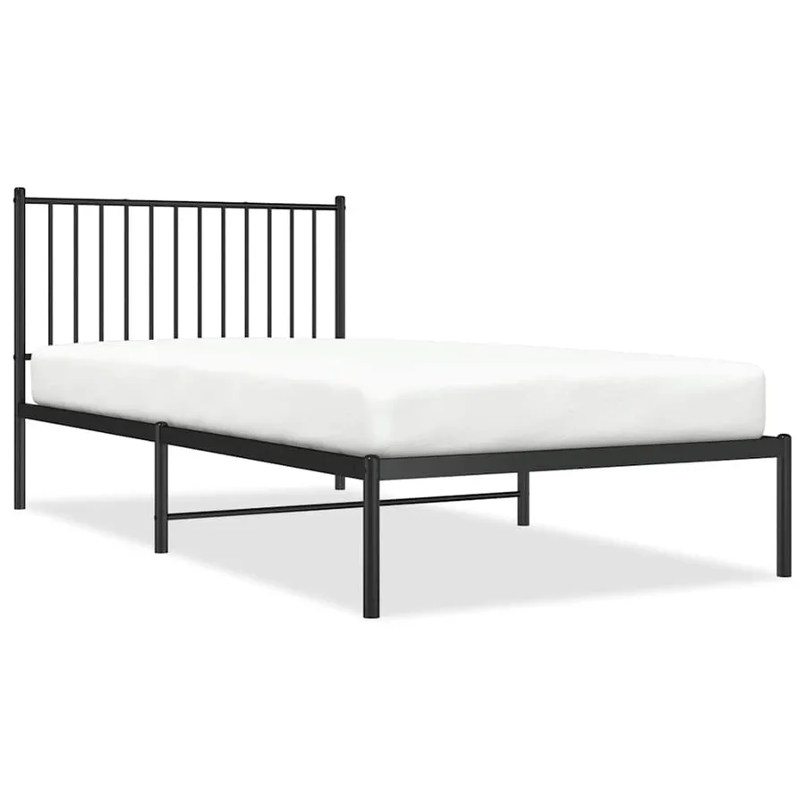 Cadre de lit métal sans matelas avec tête de lit noir 100x200cm - 2