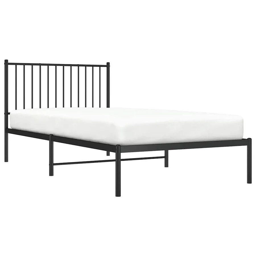 Cadre de lit métal sans matelas avec tête de lit noir 100x200cm - 5