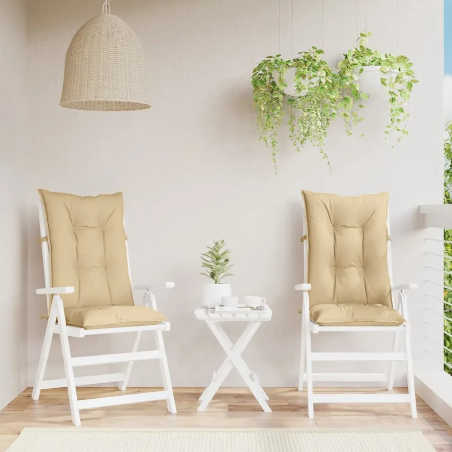 Coussins de chaise à dossier haut lot de 2 beige mélangé tissu - 3