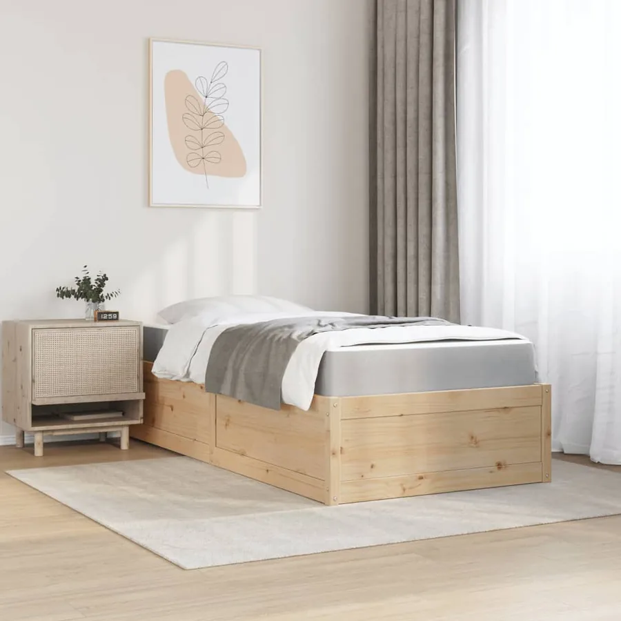Lit avec matelas 90x190 cm bois massif de pin - 3