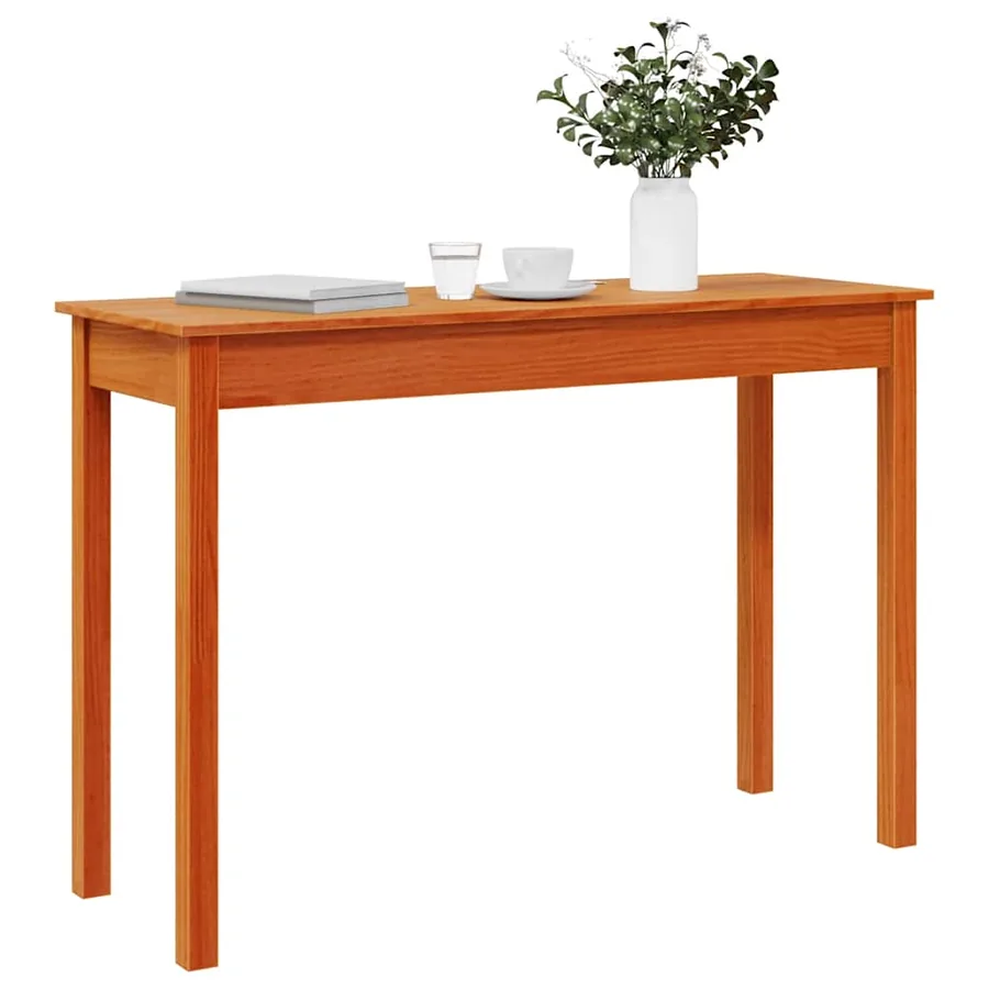 Table console marron miel 110x40x75 cm bois massif de pin - 4