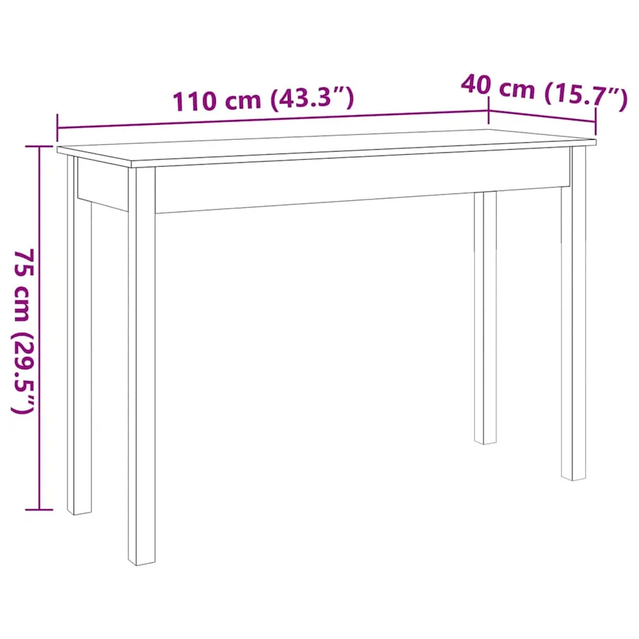 Table console marron miel 110x40x75 cm bois massif de pin - 9
