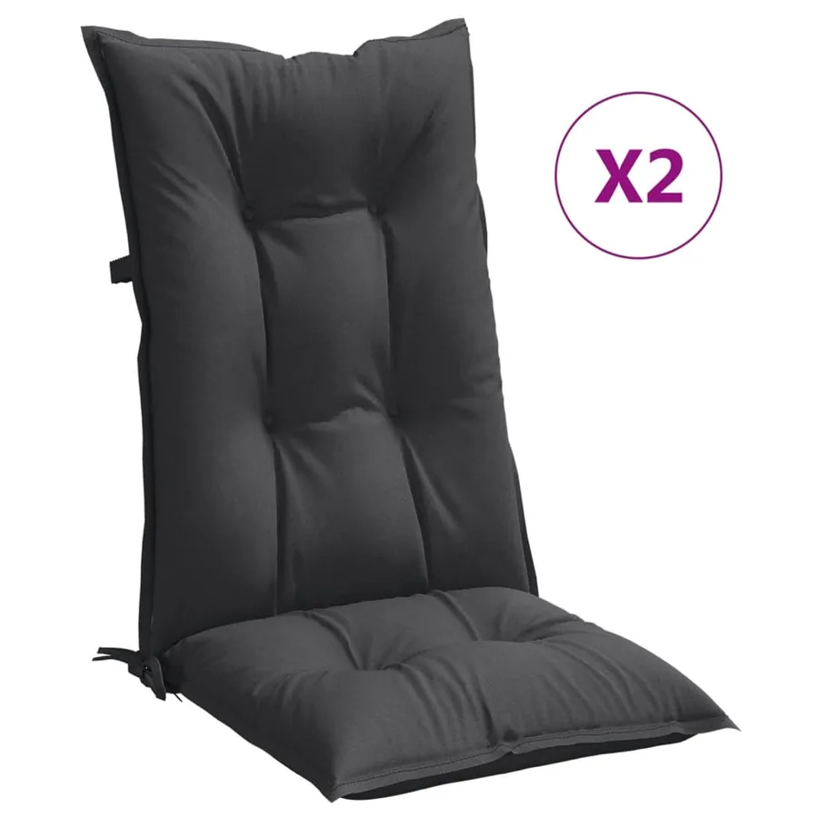 Coussins de chaise à dossier haut lot de 2 anthracite mélangé - 2