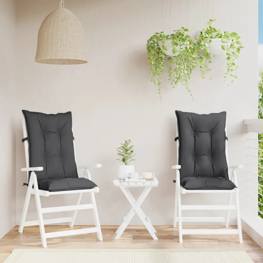 Coussins de chaise à dossier haut lot de 2 anthracite mélangé - 3