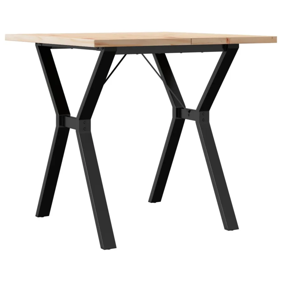 Table à manger cadre en Y 80x80x75,5cm bois de pin massif acier - 2