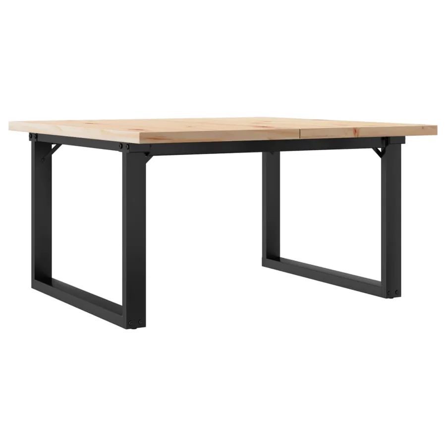 Table basse cadre en O 80x80x45,5cm bois de pin massif et acier - 2