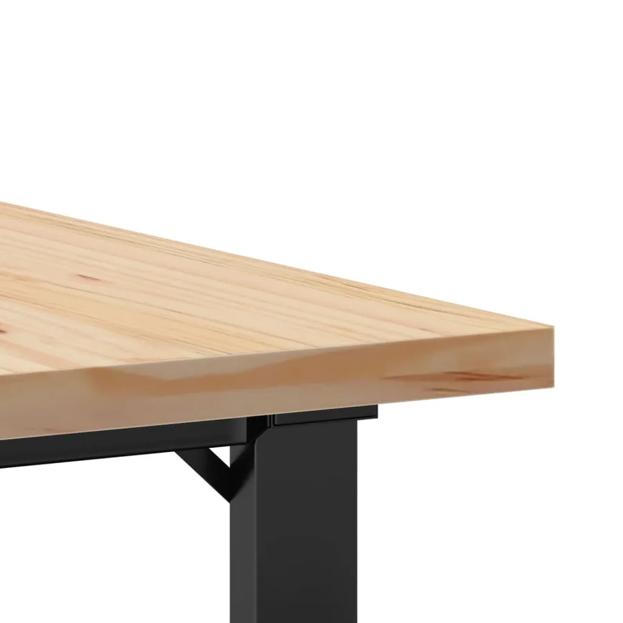 Table basse cadre en O 80x80x45,5cm bois de pin massif et acier - 7