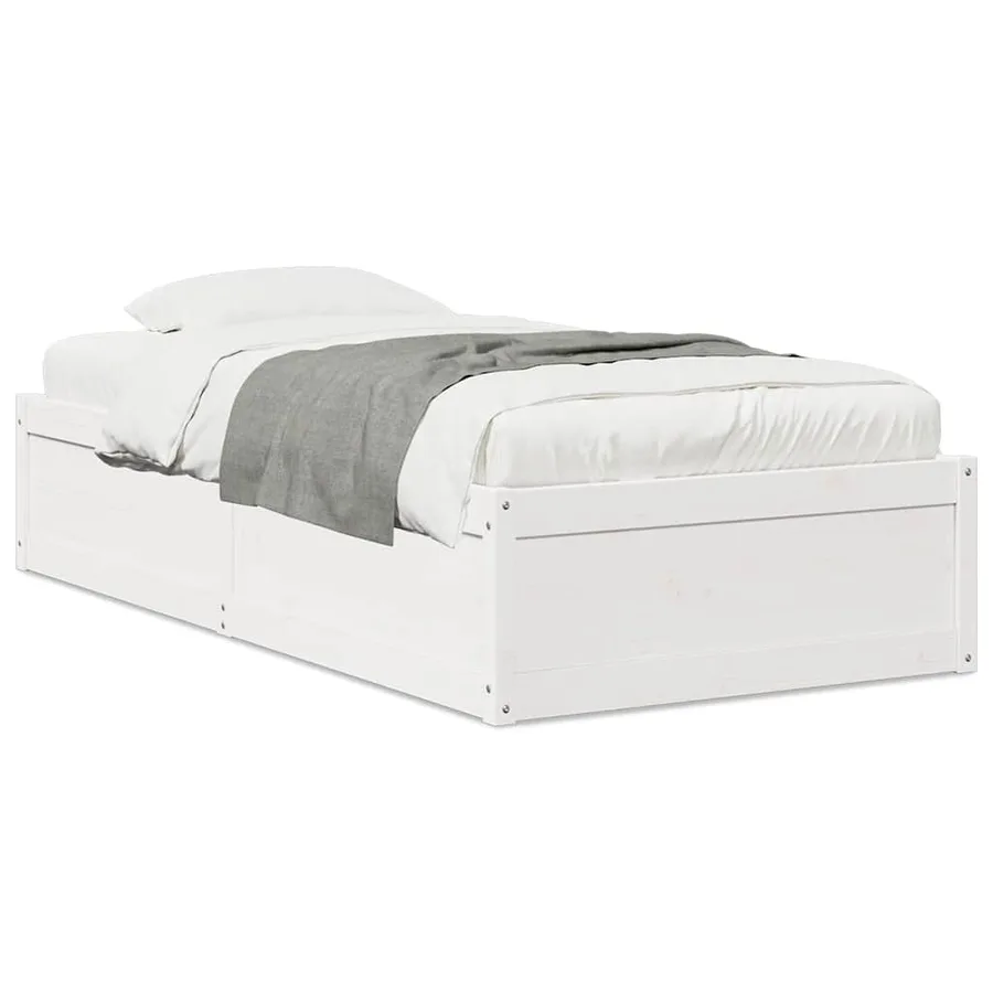 Cadre de lit sans matelas blanc 90x190 cm bois de pin massif - 2