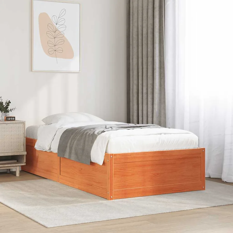 Cadre de lit sans matelas cire marron 90x200 cm bois pin massif