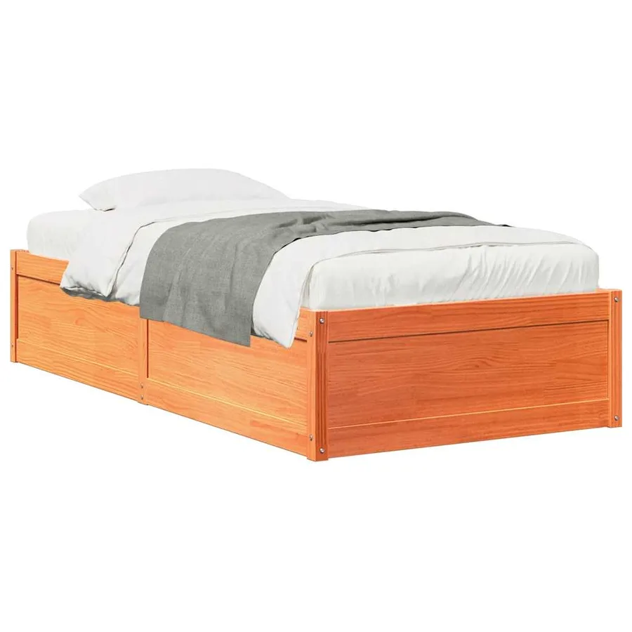 Cadre de lit sans matelas cire marron 90x200 cm bois pin massif - 2