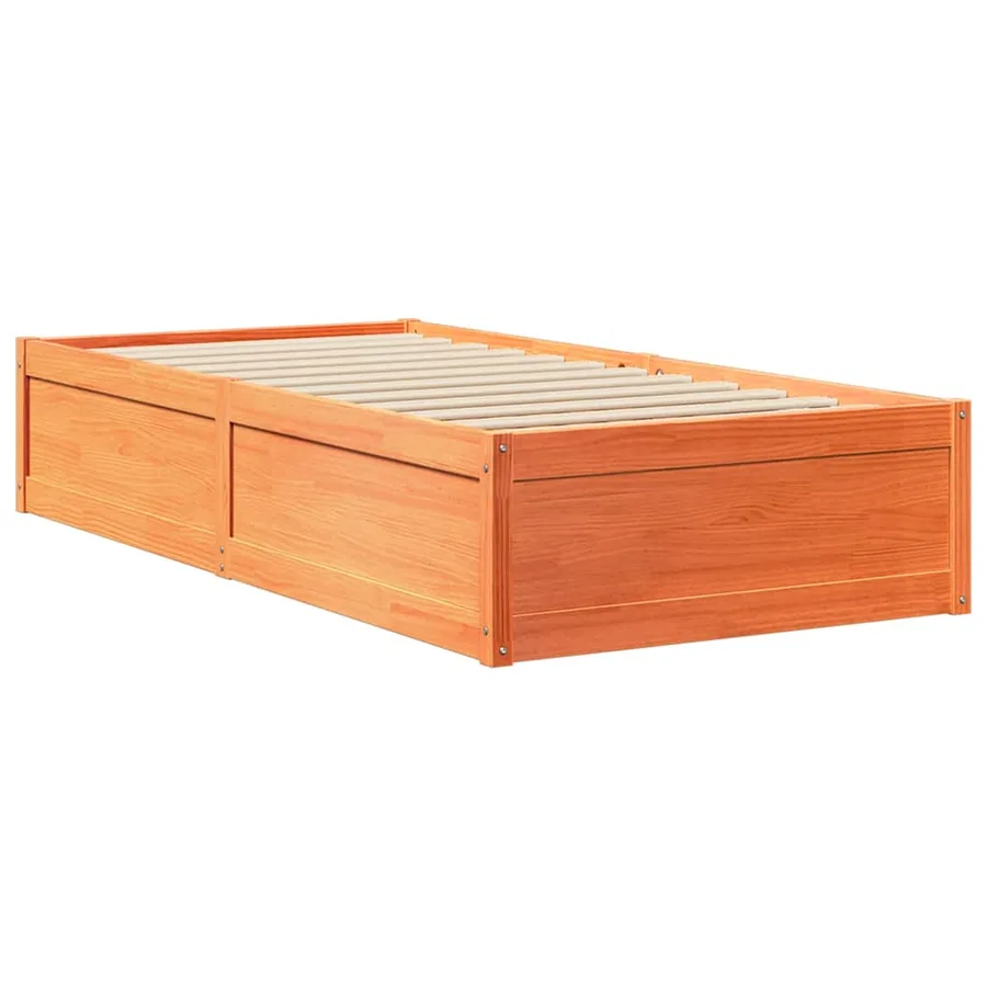 Cadre de lit sans matelas cire marron 90x200 cm bois pin massif - 3