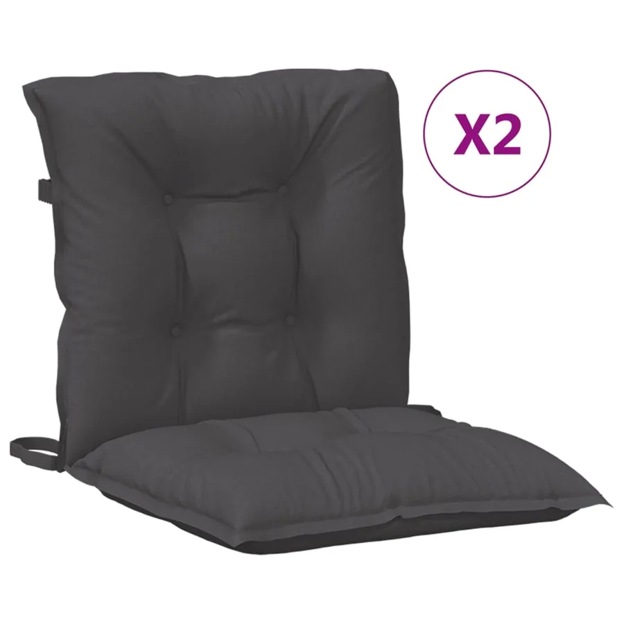 Coussins de chaise à dossier bas lot de 2 anthracite mélangé - 2