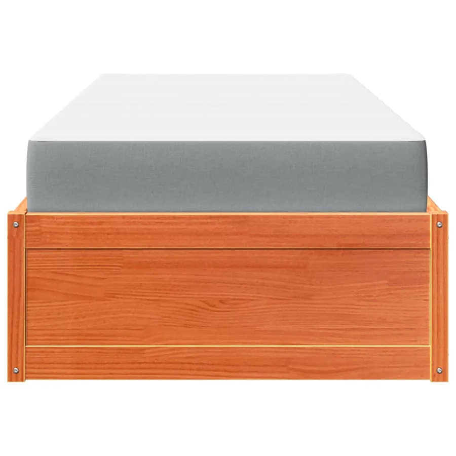 Lit avec matelas cire marron 90x190 cm bois massif de pin - 5