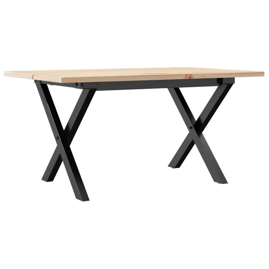 Table basse cadre en X 80x50x40 cm bois de pin massif et acier - 6