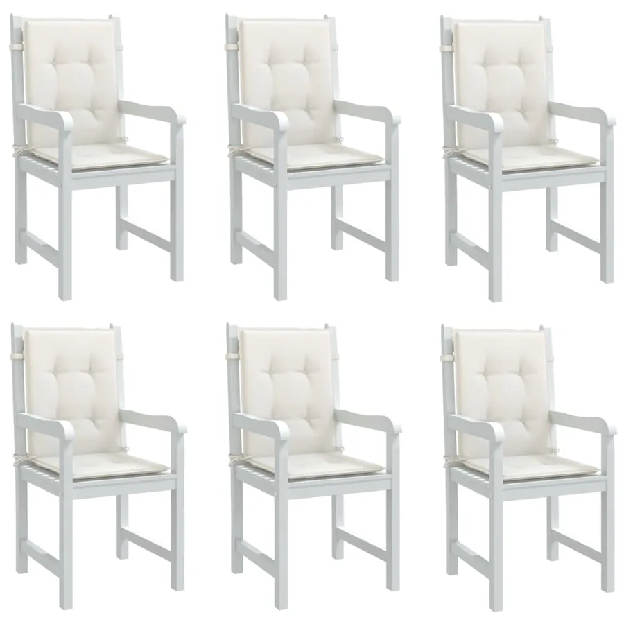 Coussins de chaise à dossier bas lot de 6 crème mélangé tissu