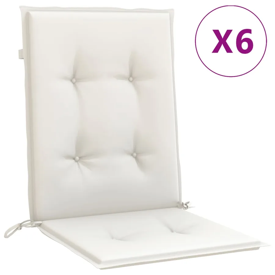 Coussins de chaise à dossier bas lot de 6 crème mélangé tissu - 2