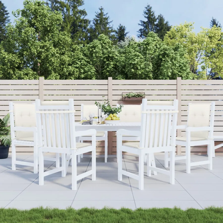 Coussins de chaise à dossier bas lot de 6 crème mélangé tissu - 3