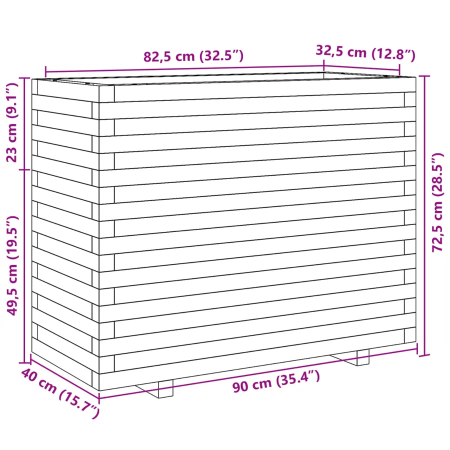 Jardinière cire marron 90x40x72,5 cm bois de pin massif - 10