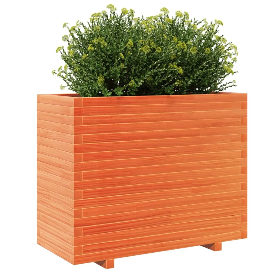 Jardinière cire marron 90x40x72,5 cm bois de pin massif - 4