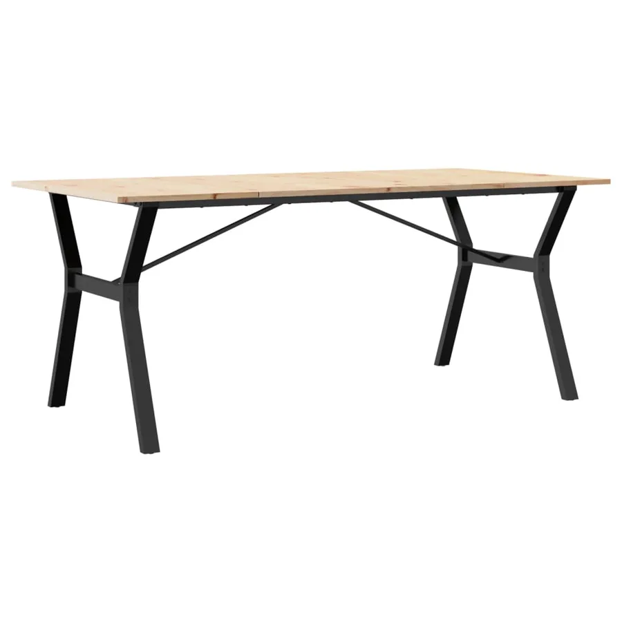 Table à manger cadre en Y 180x90x75 cm bois de pin massif acier - 2