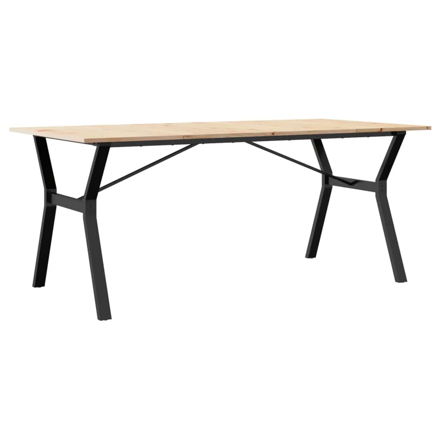 Table à manger cadre en Y 180x90x75 cm bois de pin massif acier - 6