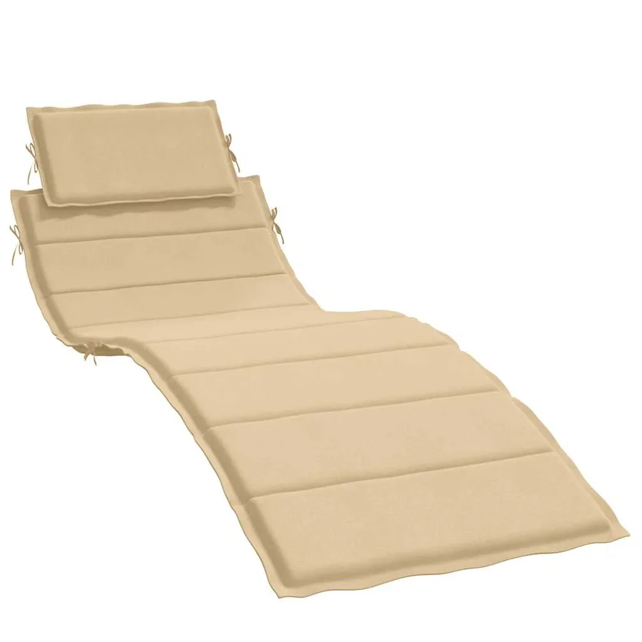 Coussin de chaise longue beige mélangé 186x58x4 cm tissu - 2