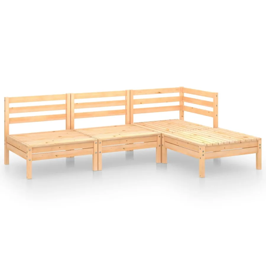 Salon de jardin 4 pcs Bois de pin massif - 2