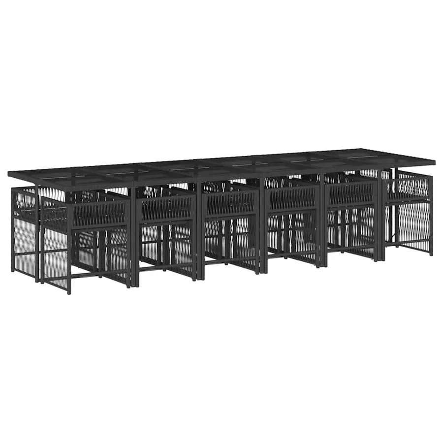 Ensemble à manger de jardin 13 pcs coussins noir résine tressée - 3