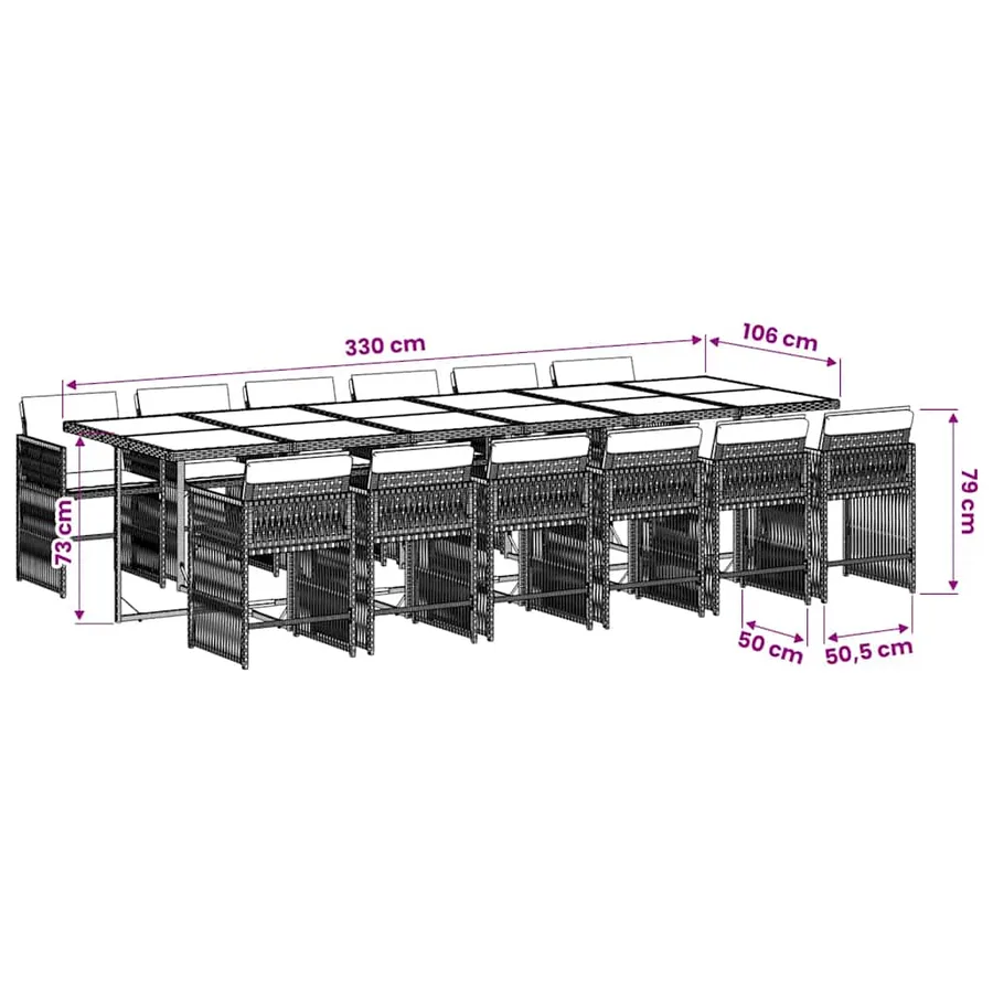 Ensemble à manger de jardin 13 pcs coussins noir résine tressée - 6