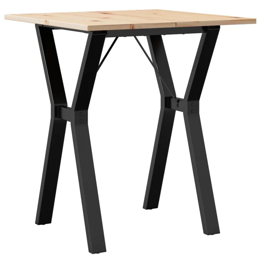 Table à manger cadre en Y 70x70x75 cm bois de pin massif acier - 2