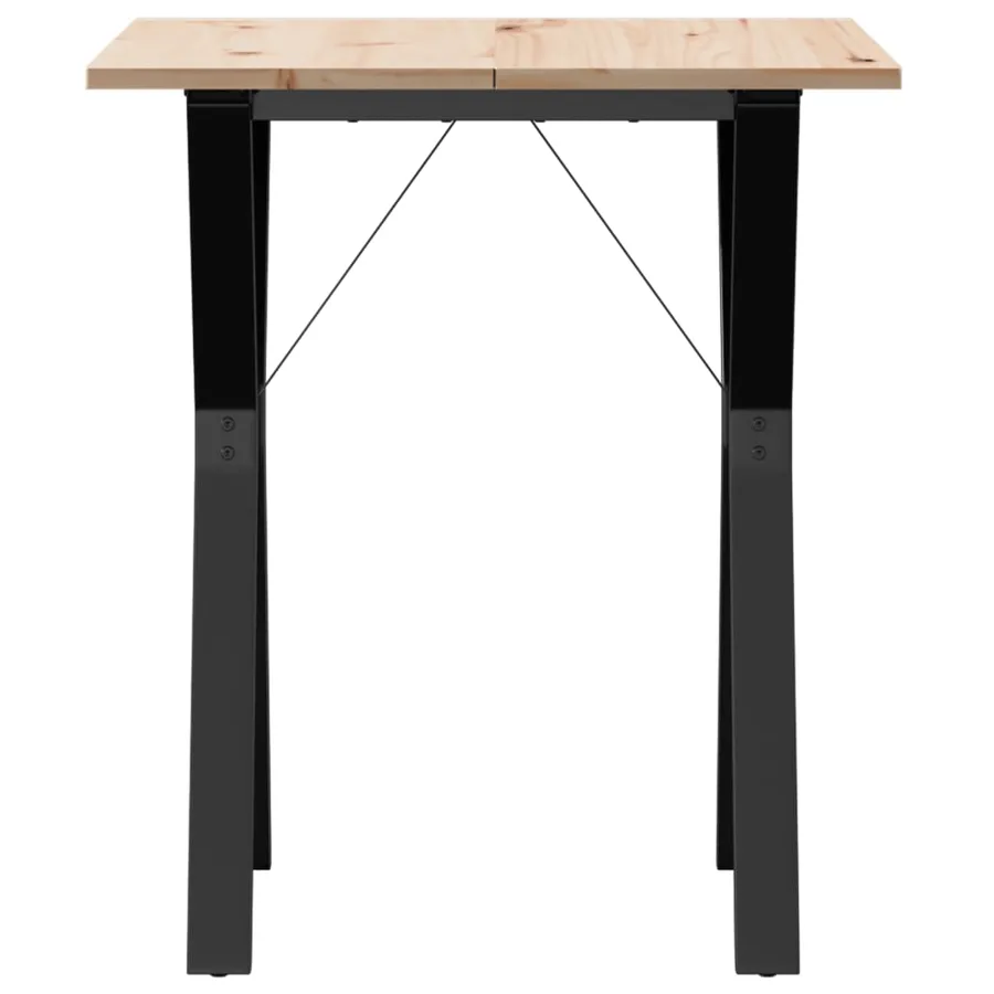 Table à manger cadre en Y 70x70x75 cm bois de pin massif acier - 4